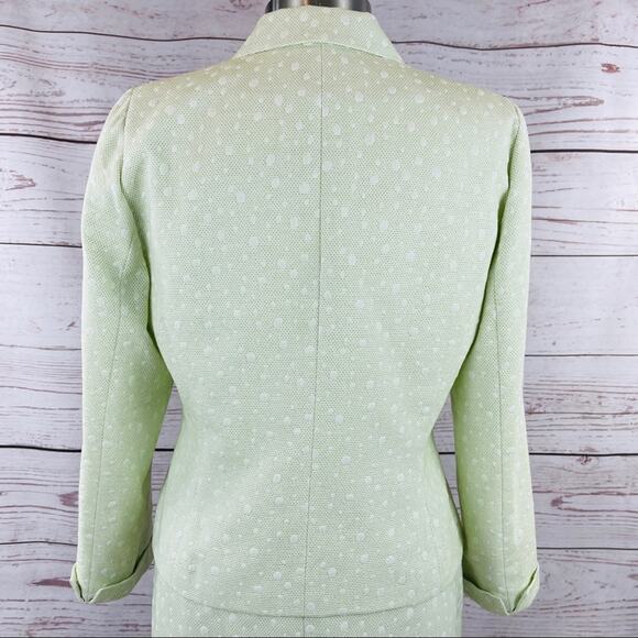Albert Nipon green skirt suit set with dots - Picture 9 of 14